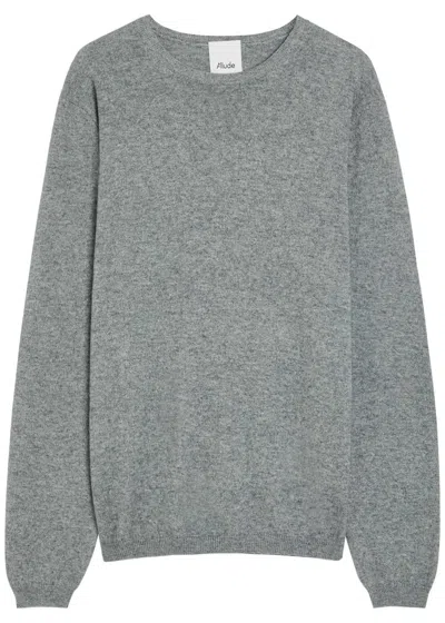 Allude Elbow Patch Cotton And Cashmere-blend Jumper In Gray