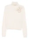 Allude Embellished Turtleneck Sweater In White