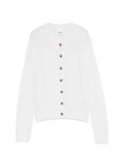 Allude Fine-knit Button-up Cardigan In White