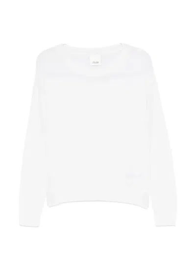 Allude Fine-knit Drop-shoulder Sweater In White