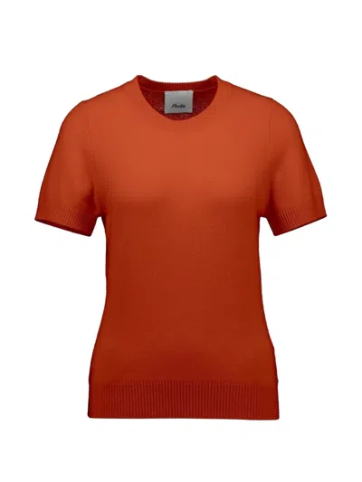 Allude Fitted Short-sleeve Sweater In Orange