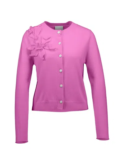 Allude Floral-appliqué Button Cardigan In Multi