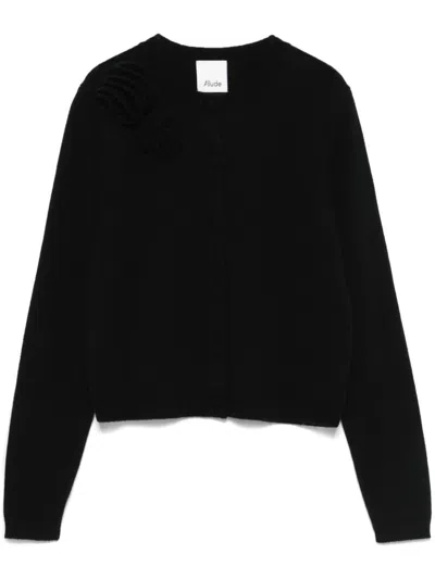 Allude Floral-appliqué Cardigan In Black