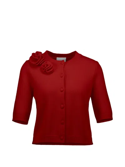 Allude Floral-detail Cardigan In Red