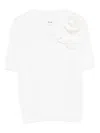Allude Flower-appliqué T-shirt In White