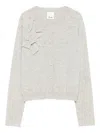 Allude Flower-embellished Cardigan In Gray