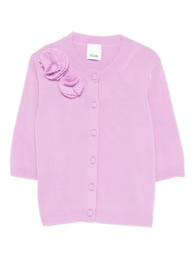 Allude Flower-embellishment Button-fastening Cardigan In Pink
