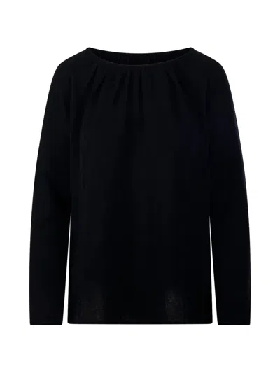 Allude Gathered Long-sleeve Blouse In Schwarz