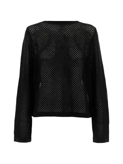 Allude Geometric Openwork Sweater In Black