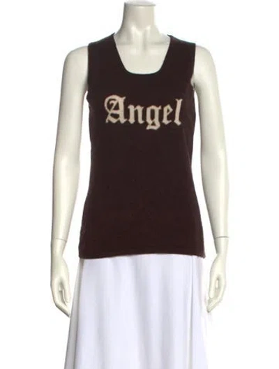 Pre-owned Allude Graphic Print Scoop Neck Sweater In Brown