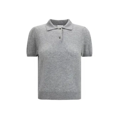 Allude Gray Cashmere Shortsleeve Shirt