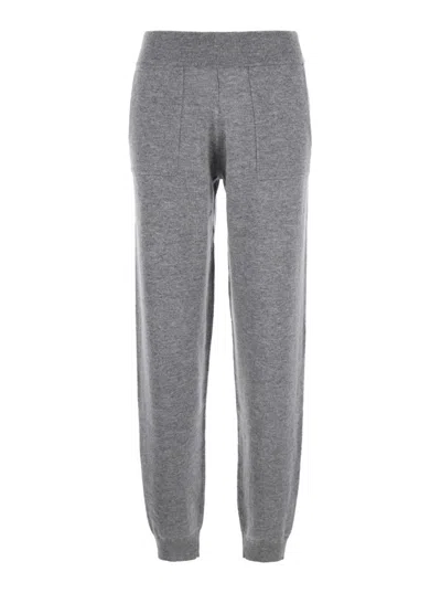 Allude Grey Pants With Elastic Waist In Wool And Cashmere