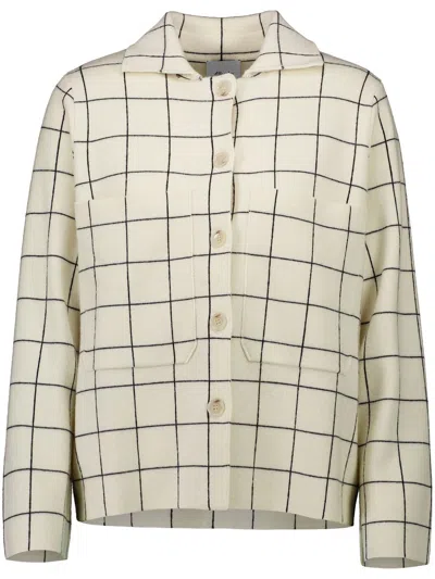 Allude Grid-pattern Cardigan In White