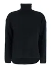 ALLUDE BLACK HIGH NECK SWEATER WITH DROPPED SHOULDERS IN CASHMERE WOMAN