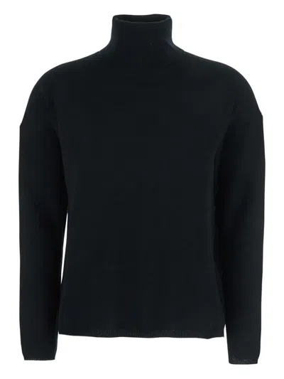 Allude High-neck Cashmere Sweater In Black