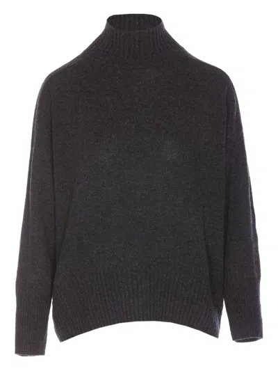 Allude High-neck Cashmere Sweater In Gray