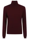 Allude High-neck Fitted Cashmere Sweater In Deep Burgundy In Burgundy