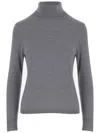 Allude High Neck Merino Wool Sweater With Contrasting Edges In Gray