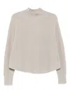 Allude High-neck Ribbed-knit Sweater In Neutral
