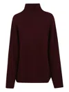 Allude Cashmere Mockneck Sweater With Relaxed Silhouette In Burgundy