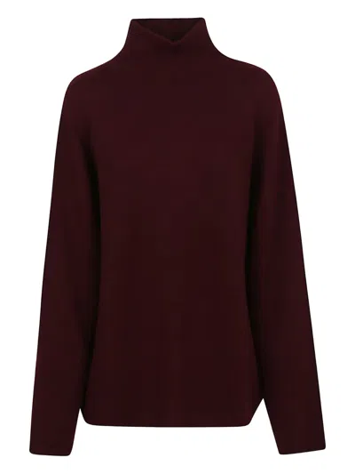 Allude Cashmere Mockneck Sweater With Relaxed Silhouette In Purple