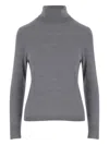 Allude High Neck Merino Wool Sweater With Contrasting Edges In Gray