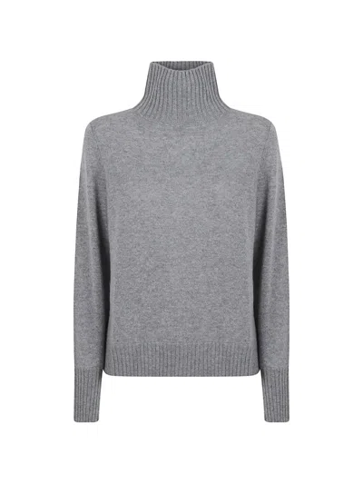 Allude High-neck Cashmere Sweater In Gray