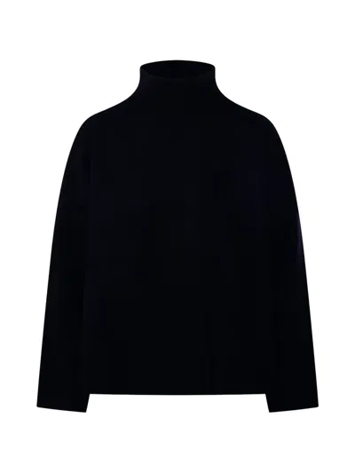 Allude High-neck Dropped-shoulder Sweater In Black