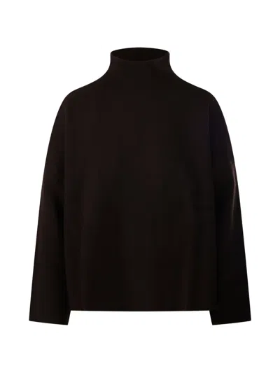 Allude High-neck Dropped-shoulder Sweater In Braun