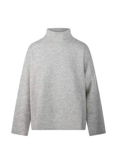 Allude High-neck Drop-shoulder Sweater In Grau