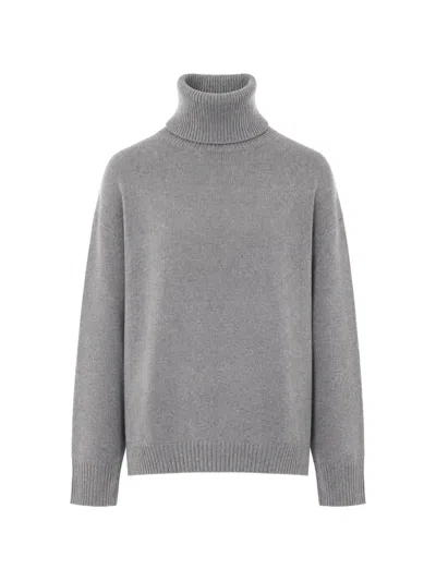 Allude High-neck Drop-shoulder Sweater In Gray