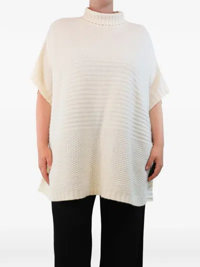 Pre-owned Allude High-neck Poncho In Neutral