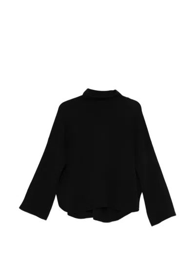Allude High-neck Wide-sleeve Sweater In Black