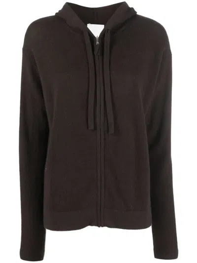 Allude Hooded Wool-blend Cardigan In Brown