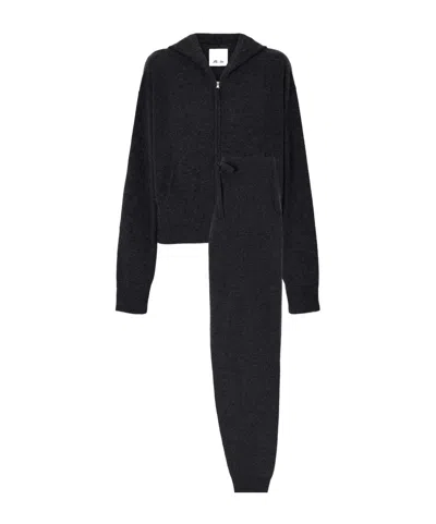 Allude Hooded Cardigan Set In Gray