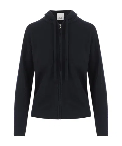 Allude Hooded Knitted Cardigan In Blue