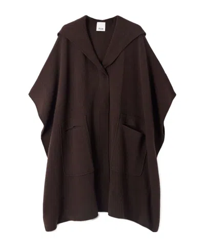 Allude Hooded Wool And Cashmere-blend Cape In Brown