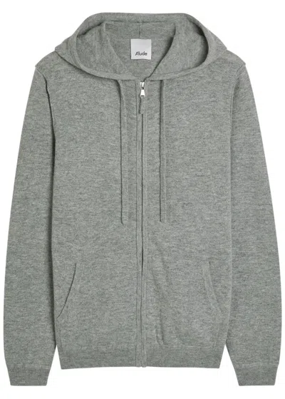 Allude Long-sleeve Zip-up Hoodie In Gray