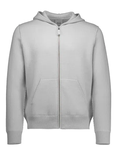 Allude Hooded Zip-up Sweater In Gray