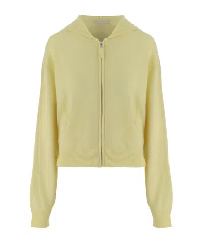 Allude Hooded Zip-up Sweater In Yellow