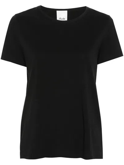 Allude Round-neck Cotton T-shirt In Black