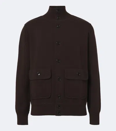 Allude Knitted Wool And Cashmere Cardigan In Brown