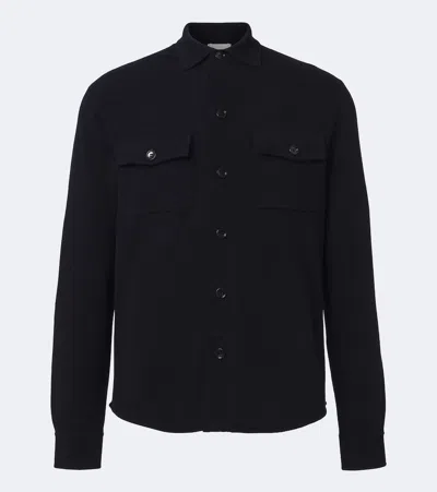 Allude Knitted Wool And Cashmere Shirt In Blue