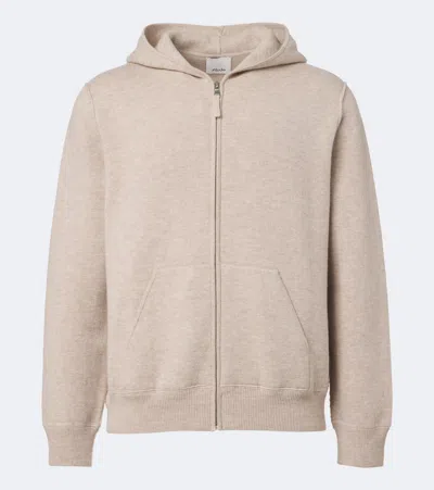 Allude Knitted Wool And Cashmere Zip-up Hoodie In Beige