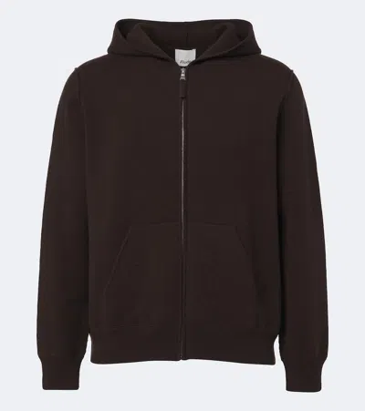 Allude Knitted Wool And Cashmere Zip-up Hoodie In Brown