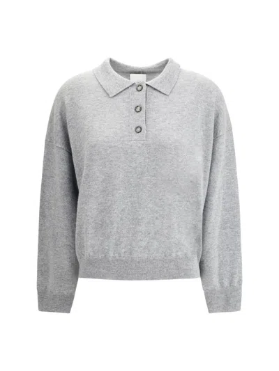 Allude Button-fastening Polo Top In Gray