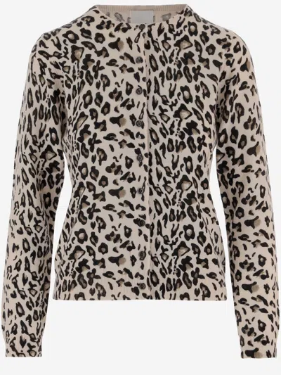 Allude Leopard-print Crew-neck Cardigan In Animal Print