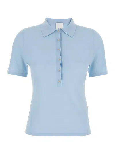 Allude Light Blue Sweater With Polo Shirt Style Collar