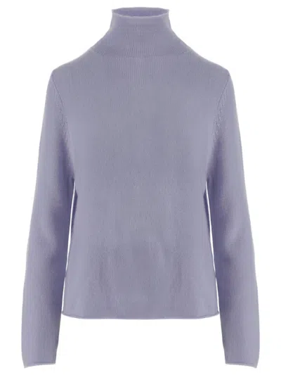 Allude Lilac Patterned Knit Turtleneck Cashmere Sweater In Purple