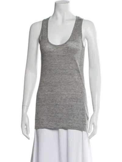Pre-owned Allude Linen Scoop Neck Top W/ Tags In Gray